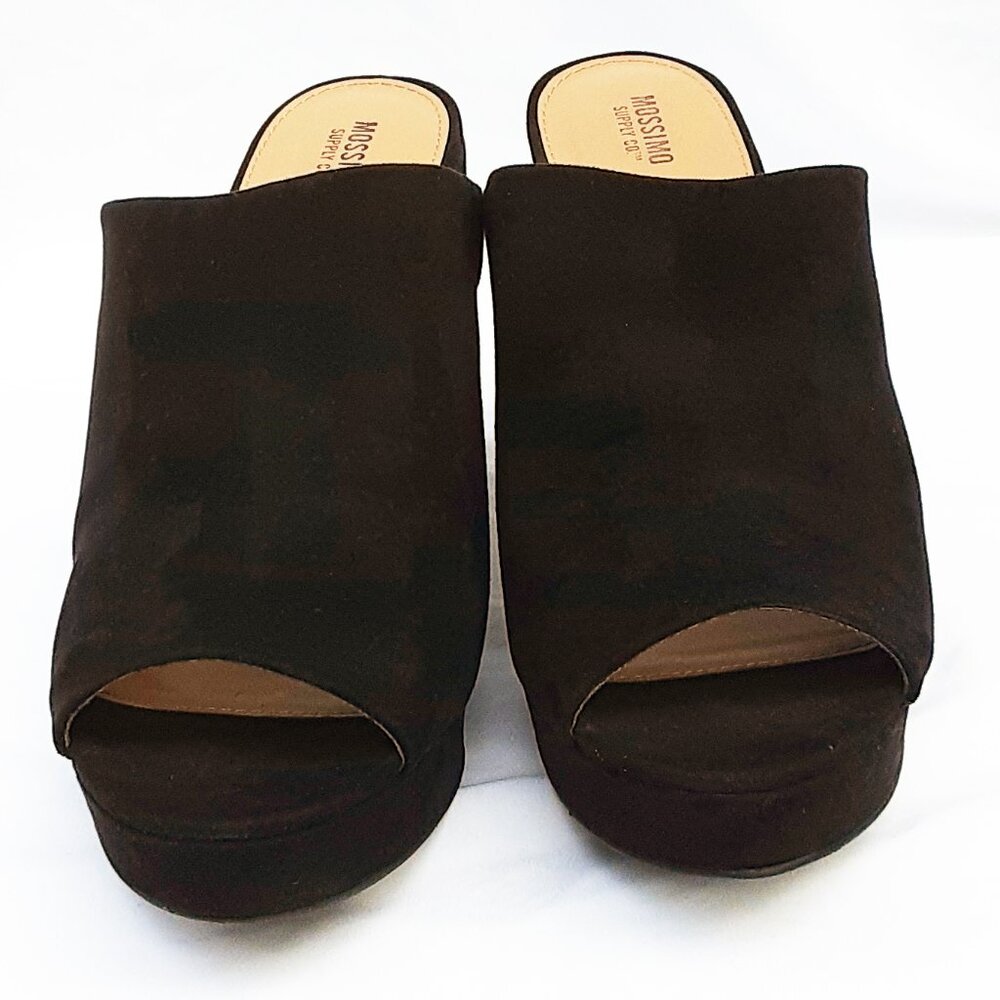 MOSSIMO Black Suede Platform Mules | Size 11M w/Box - Picture 4 of 12